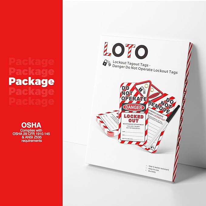 Lockout Tagout Tags, Electrical Lockout Tags with Zip Ties, OSHA Loto Tag Repair Cards, Danger Do Not Operate Labels Checklist for Equipment 10 Pack