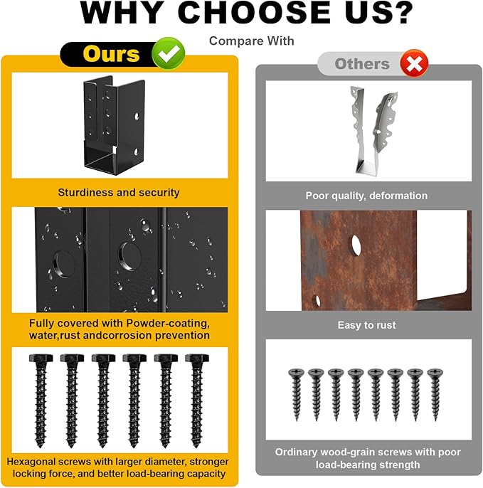 Concealed Joist Hanger (16 Pack),2"x4" Outdoor Concealed-Flange Joist Bracket with Screws, Q235B Steel Powder Coated Concealed Mount Light Joist Hangers for 2"x4" Beam, Swing, Handrail, Fence