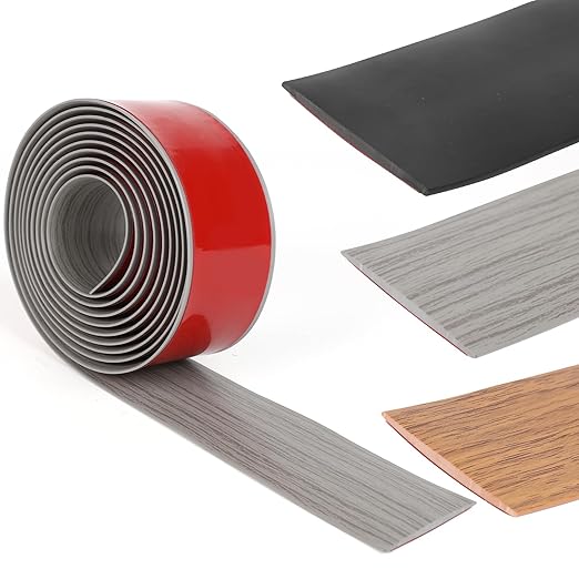 Floor Transition Strip for Doorways, 2'' x10Ft Self-Adhesive Laminate Floor Strip, Carpet Threshold - Gray Wood Grain