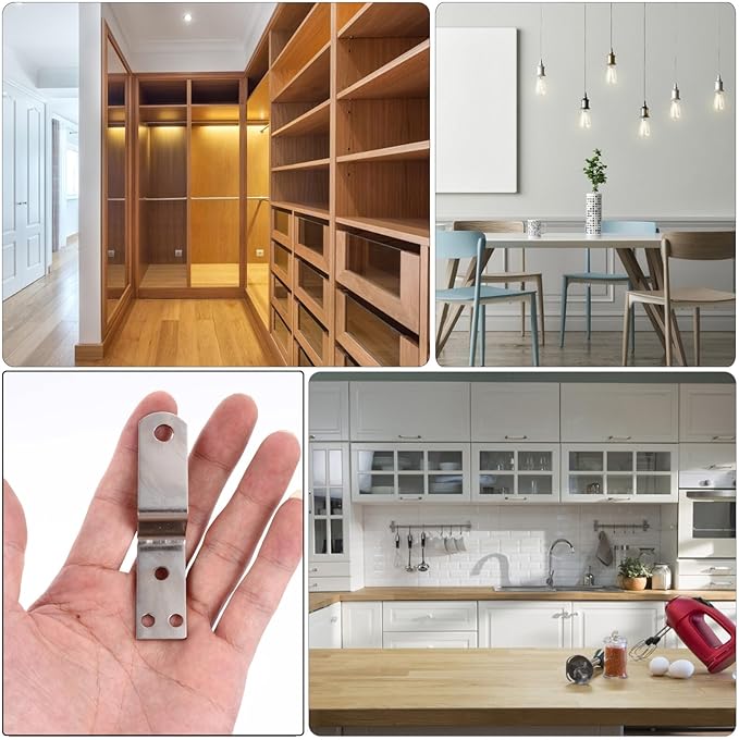 10Pcs Z Shaped Picture Hanging Bracket Kit with Screws, Iron Picture Hanger Holder for Cabinets, Shelves, and Photo Frames, Medium Size 18Mm High, Furniture Locking Connector