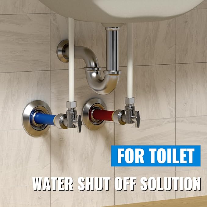 SUNGATOR 1-Pack Angle Stop Valve, Angle Water Shut Off Valve 1/2 x 3/8 Inch Compression, Toilet Water Shutoff, 1/4 Turn, No Lead Brass Push-to-Connect Plumbing Fittings for PEX Pipe, Copper, CPVC