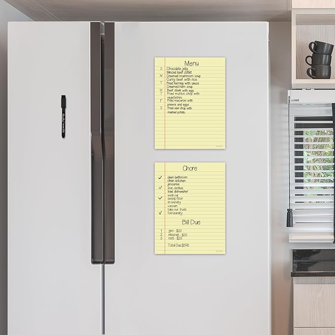 Magnetic Dry Erase Board – 8.5”x11” Reusable Lined Dry Erase Notebook Sheet for Fridge 2 Pcs – Marker Included