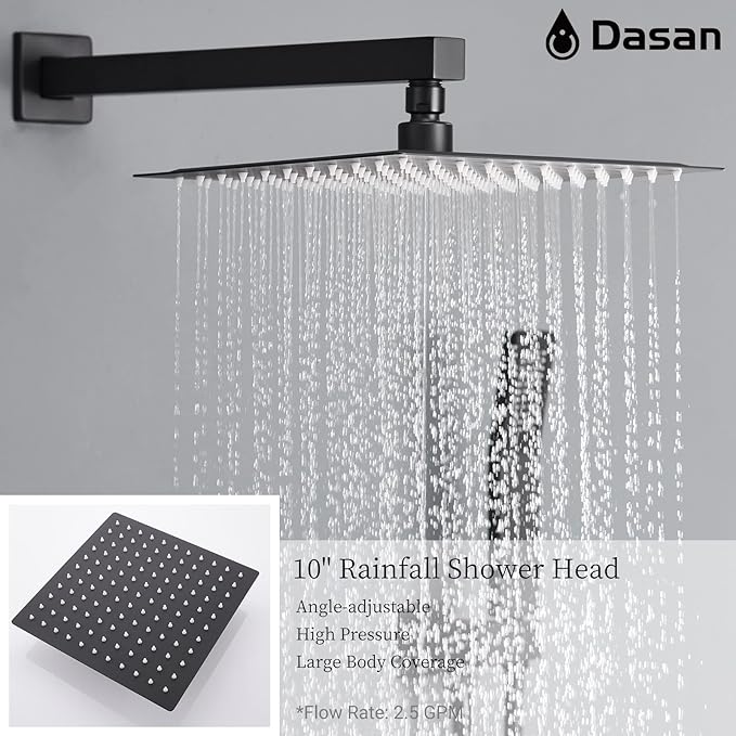 DASAN Tub Shower Faucets Sets Complete Matte Black Bathtub Shower System with Tub Spout, Bathtub Faucet Set Tub and Shower Faucet Combo Trim Kit with Rough-in Valve