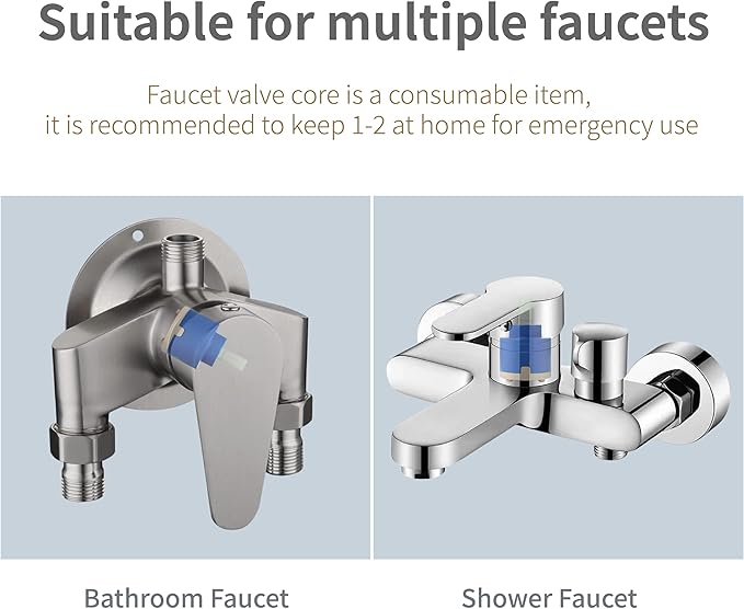 40mm Faucet Cartridge,CUPC/NSF Certification,Single Handle Ceramic Faucet Cartridges,Compatible with Bath,Tub and Kitchen Faucet Cartridge Replacement