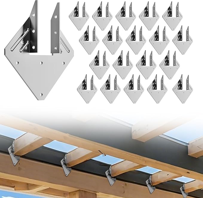 20pcs Hurricane Ties for Rafter 18-Gauge Hurricane Straps, Hot Dip Galvanized Rafter Ties Brackets Connectors for Roofing Trusses Wood Timber , Joist Hangers Truss Rafter Connector