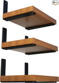 6-Pack 8 Inch Heavy Duty Shelf Brackets, Premium Floating L Bracket for Wall, Kitchen, Mantel Shelves Support | Quarter Inch (1/4") Thick | Black Powder Coated Steel