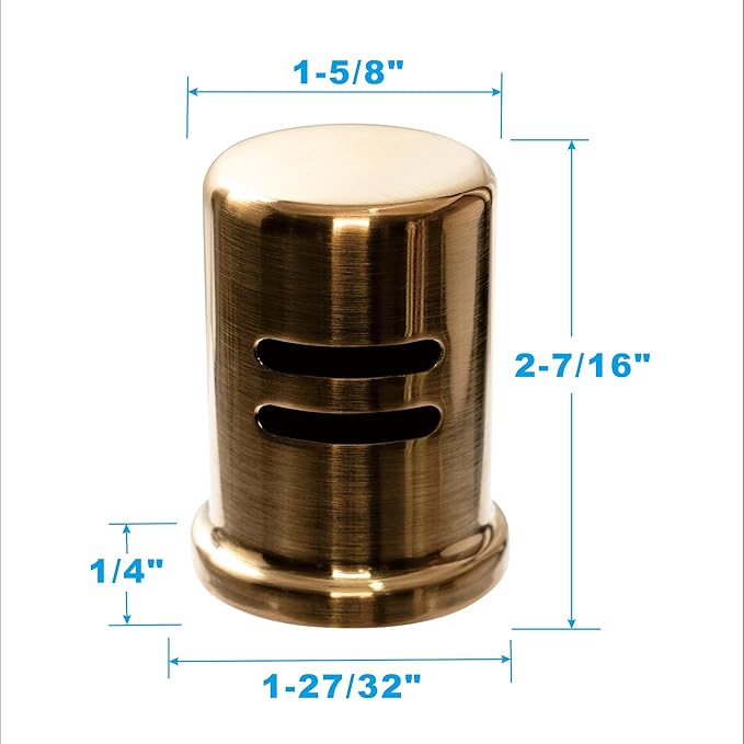 Dishwasher Air Gap Cover Bronze only, Skirted, Replacement air gap dishwasher,Solid Brass, Champagne Bronze Finish
