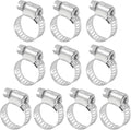 MECCANIXITY Stainless Steel Hose Clamp, Worm Gear Clamp Adjustable 2/5"- 5/8"(10-16mm) Fuel Line Hose Clamps Duct Clamp for Pipe Plumbing Automotive Mechanical (Pack of 10)
