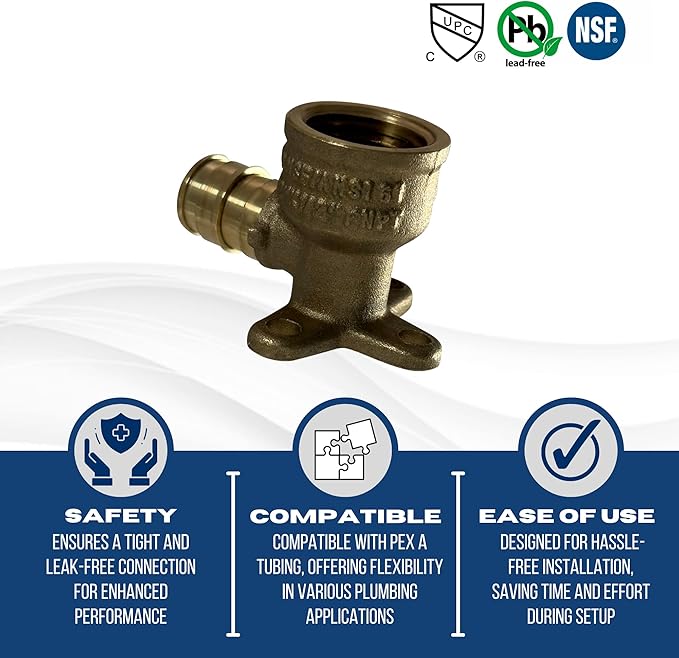 XFITTING Pex A 1/2 Inch x 1/2 Inch Female NPT Drop Elbow, 201-1-1=5XX, 5 Pieces