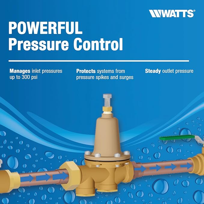 Watts LF25AUB-Z3 Series 3/4" Lead-Free Cast Copper Silicon Alloy Water Pressure Reducing Valve, NPT Female Union x NPT Female Outlet, Polymer Seat, Low Pressure Applications 10 to 35 psi