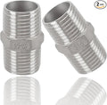 1/2" Male to 1/2" Male Hex Nipple Adapter, 316 Stainless Steel 1/2 Inch NPT Threaded Pipe Fitting, Heavy Duty Coupling for Plumbing Systems, Oil, Gas & Steam (2-Pack)