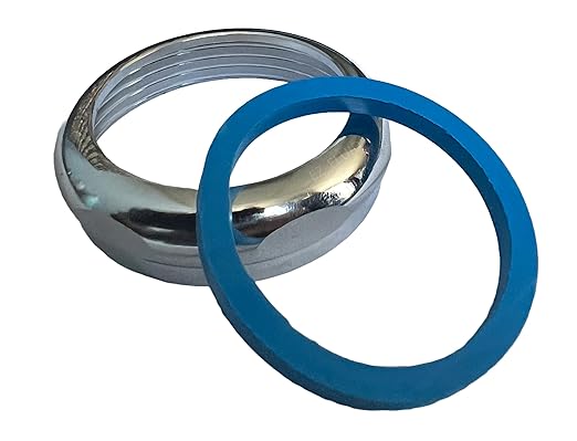 EZ-Fluid 1-1/4" Universal Brass Slip Joint Nut and Blue Heavy Duty Washer Gasket,Chrome for Under Sink Lavatory Kitchen Sink Tubular (1)