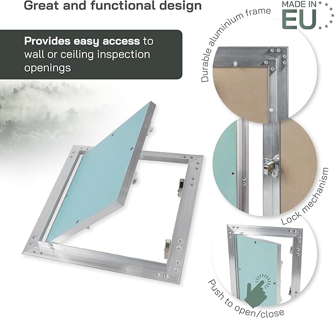 Vent Systems 10" x 10" Inch Aluminum Drywall Access Panel – Recessed Metal Square Inspection Door for Wall, Ceiling, Plumbing, HVAC System – Indoor Use for Home, Garage, Office Renovation or Repair
