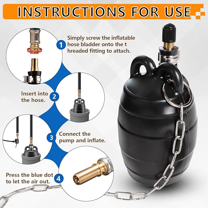 Inflatable Pipe Test Plug, with 19.7 or 39.37 Inch Quick-Install Extension Hose, Rubber Plumbing Balloon,2 Inch, 3 Inch or 4 Inch (2 inch)