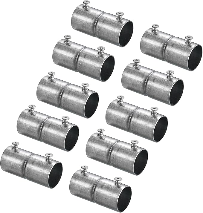 uxcell EMT Coupling, 25mm(1 inch) EMT Set Screw Coupling Conduit Fittings 57mm Length Electrical Conduit Pipe Connector 0.7mm Wall Thick, 10 Pack