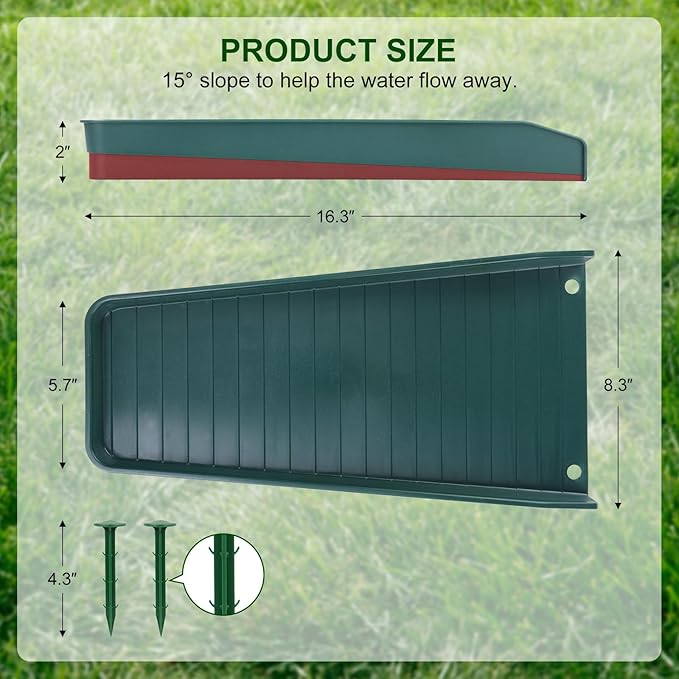 4 Pack Gutter Downspout Extensions,Rain Gutter Downspout Splash Block,Downspout Diverter,Down Spout Drain Extension,Gutter Splash Prevention Device for Cement Floor Lawn Ground (Green)