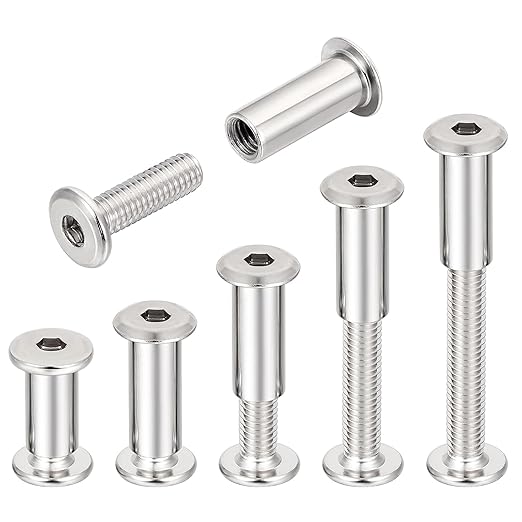 200 Pcs Silver M6x20mm Furniture Bolts - Rust-Resistant Carbon Steel Set Perfect for Kitchen Cabinets Drawers and Leather Accessories