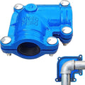 Pipe Elbow Clamp, 1-1/2 Inch (DN40), 90 Degree, Short Radius, PPR/PE/Iron Pipe, Socket Connection, Blue, Iron, 6.28 pounds