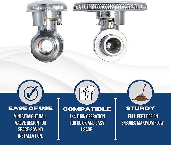 XFITTING 1/2 Inch Pex Mini Straight Ball Valve, Full Port, 1/4 Turn, Brass, 24-1-1=1X, 1 Piece