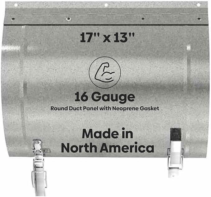 BEST 17″ x 13″ Round Duct Access Panel With Neoprene Gasket, 16-Gauge Steel HVAC Duct Access Door, Plated Steel Pull and Catch, Mill/Aluminum Finish, Economical Access to Round Ducts, BA-RD-5090