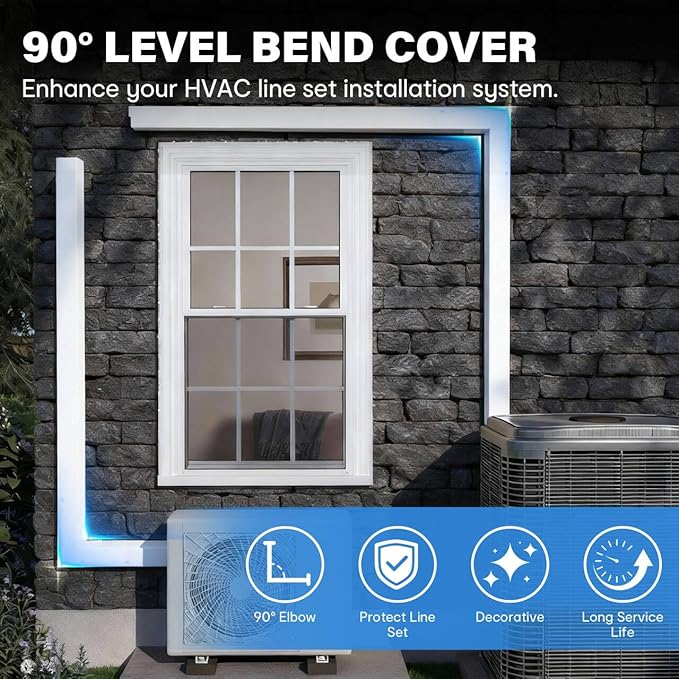 LyPrem 3" W x 6.5Ft L Metal Line Set Cover Kit - Decorative AC Pipe Cover for Ductless Mini Split/Central Air Conditioner/Heat Pump Systems, White