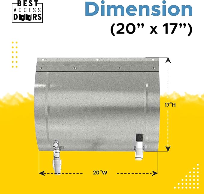 BEST 20″ x 17″ Round Duct Access Panel With Neoprene Gasket, 16-Gauge Steel HVAC Duct Access Door, Plated Steel Pull and Catch, Mill/Aluminum Finish, Economical Access to Round Ducts, BA-RD-5090