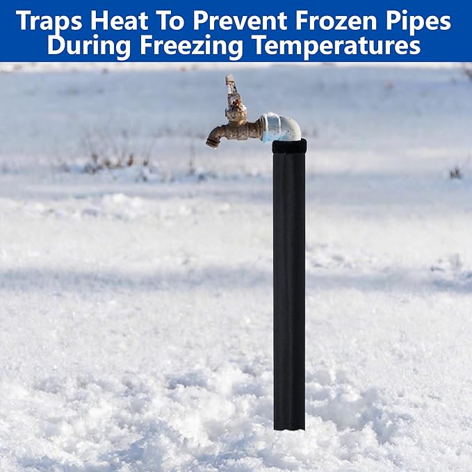 2 Pcs 3 Layers Outdoor Pipe Cotton Insulating Tube, 24 x 8 Inch 600D Water Pipe Insulation Wrap, Universal Winter Pipes Insulation Sleeve for Freeze Protection