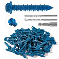 100Pcs 3/16" x1-1/4 Concrete Screws with Drill Bit, Hex Head Concrete Cement Screws Anchor Assortment Kit for Masonry, Block Brick or Stucco