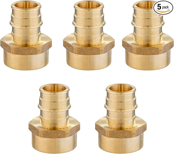 (Pack of 5) EFIELD Pex A Full Flow Expansion Brass Fittings 1 inch x 1 inch Female NPT Adapter, ASTM F1960 For Pex A Tubing Pipe Only,(PEX1960133)