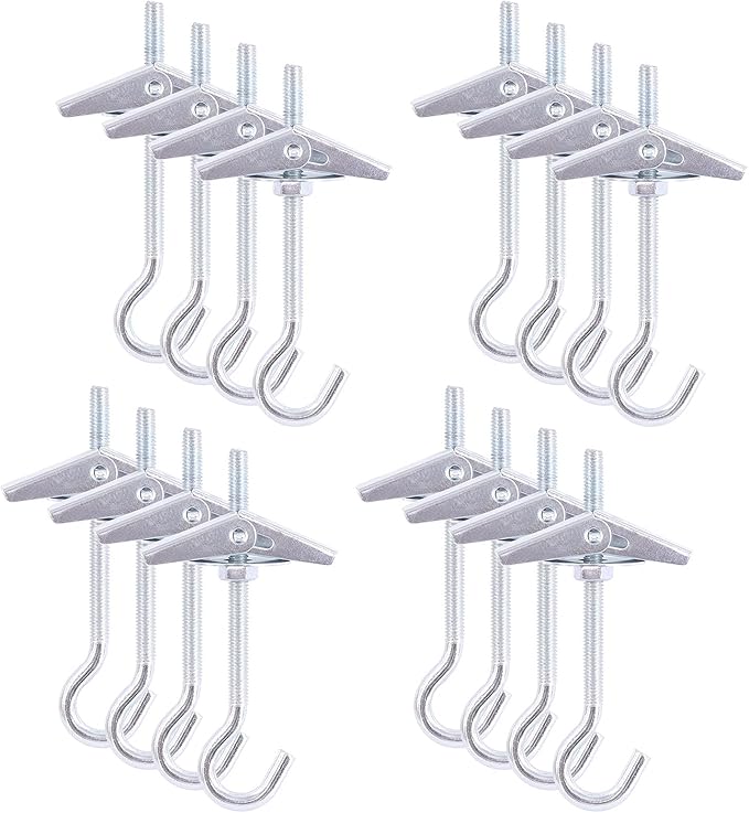 64Pcs M6×70 Heavy Duty Carbon Steel Ceiling Hooks Spring Toggle Wing Bolts Wall Fixing Ceiling Hooks Pothook Wall Fixing Anchors Ceiling for Hanging Plants