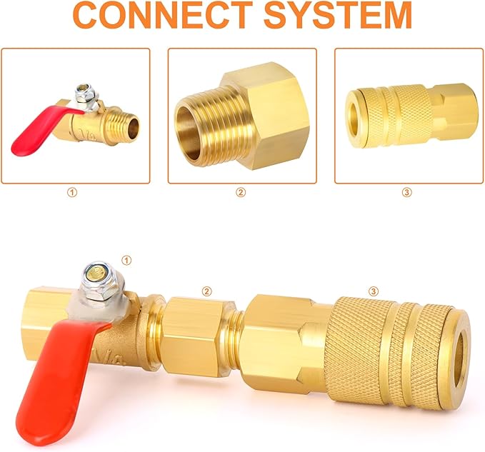 GASHER 5PCS Brass Pipe Fitting, Reducer Adapter, 1/2-Inch Male Pipe x 1/2-Inch Female Pipe