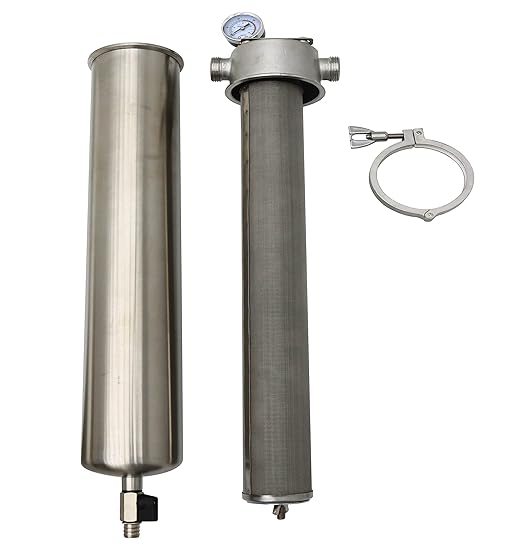 TECHTONGDA Whole House Sediment Water Filter Strainer Reusable 304 Stainless Steel with 40μm Filter Screen 15000L/H