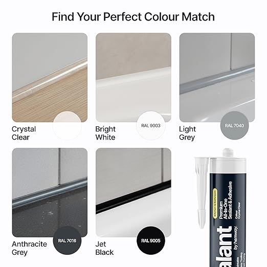 Crystal Clear Kitchen & Bathroom Sealant & Adhesive Hybrid Polymer | Superior to Silicone Caulk Sealant | Waterproof, Odorless, Paintable | Ideal for Around Bathtub, Shower, Kitchen - 300ml 3 Pack