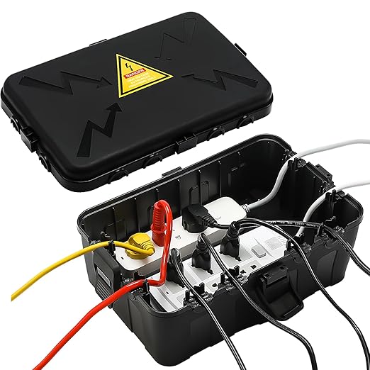Hrensaw Large Outdoor Electrical Box Waterproof(12.5x8.5x5inch),IP54 Waterproof Outdoor Outlet Covers,Weatherproof Extension Cord Covers Protect Outlet,Plug,Timer,Power Strip,Holiday Light,Black