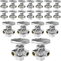 (Pack of 20) EFIELD Dual Compression Outlet Angle Stop Valve, Multi-Turn, 1/2" NOM (5/8" OD x 3/8" x 3/8") Chrome Plated,(VALVE060-20PCS)