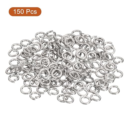uxcell 150 Pcs Spring Lock Washer, M3 Split Lock Washer Assortment 316 Stainless Steel Lock Washers for Screws Bolts Nuts, Silver