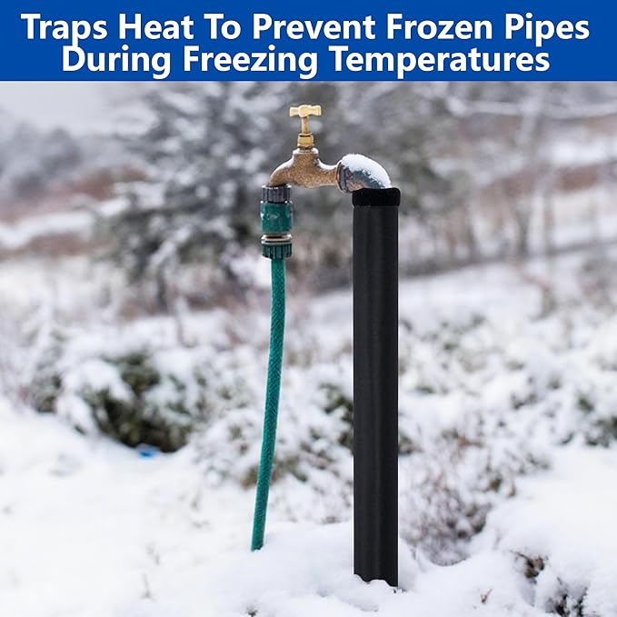 3 Layers Outdoor Pipe Cotton Insulating Tube, 16 x 12 Inch 600D Water Pipe Insulation Wrap, Universal Winter Pipes Insulation Sleeve for Freeze Protection