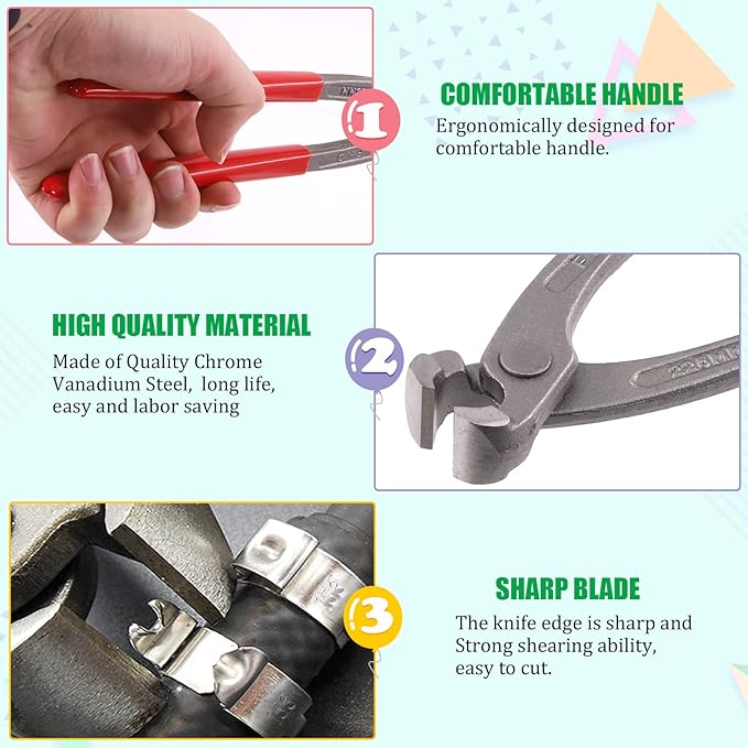 Keadic 52Pcs Ear Hose Clamp Crimping Tool and PEX Pipe Cutter for 1/8 inch-1 1/4 inch Tube with [6mm to 18.5mm] 304 Stainless Steel Clamps, PEX Cinch Fastening Tool for Automotive Marine Motorcycl