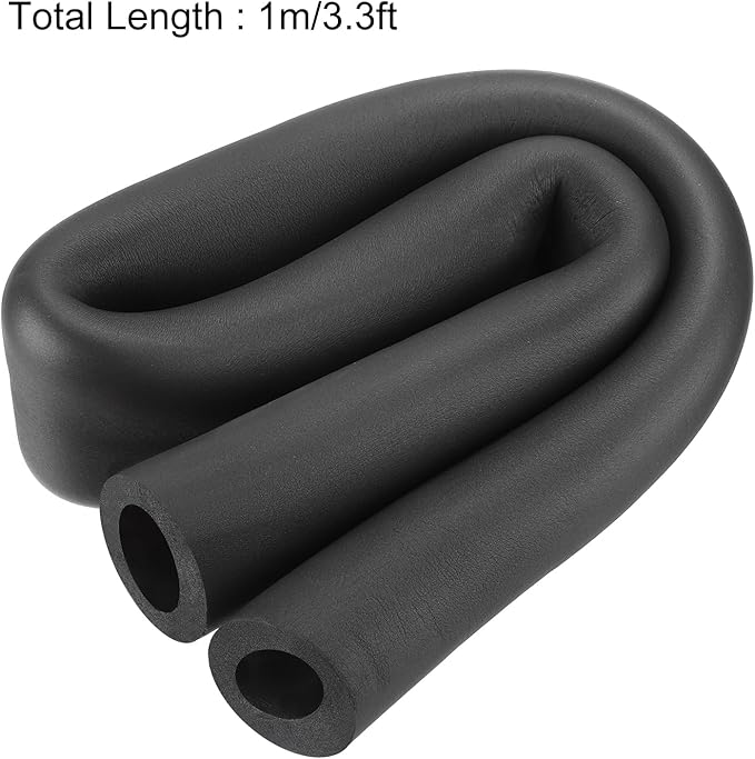 uxcell Foam Tubing for Handle Grip Support, Pipe Insulation Outside Pipe Lagging, 25mm(1") ID 51mm(2") OD 1m Black