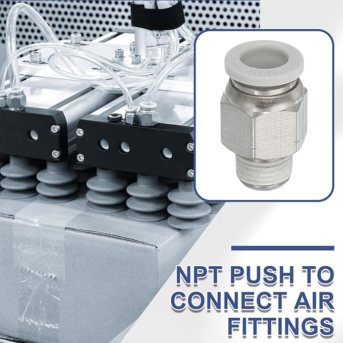 MECCANIXITY 2 Pcs NPT Push to Connect Air Fittings, Male Straight 5/16" Tube OD x 1/8" NPT Thread Air Quick Connector Coupling Adapter for Gas Hose Pneumatic Tools, White