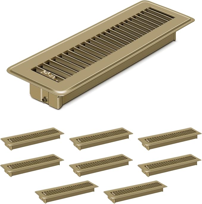 1 PCS Floor Vents Floor Registers 2x10 inch, Heavy Duty Metal Heat Air Vent Covers 2 X 10 with Rust Proof Finish for Home Office Wall Floor Registers Grilles & Vents (1, Brown, 2x10 Inches)
