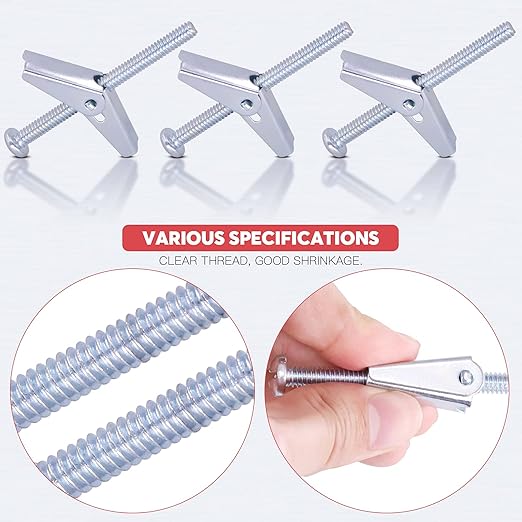Hilitchi Molly and Toggle Bolt Zinc Plated Steel Philips Round Head Toggle Wing Nut Bolt (30Pcs 1/4 Inch)