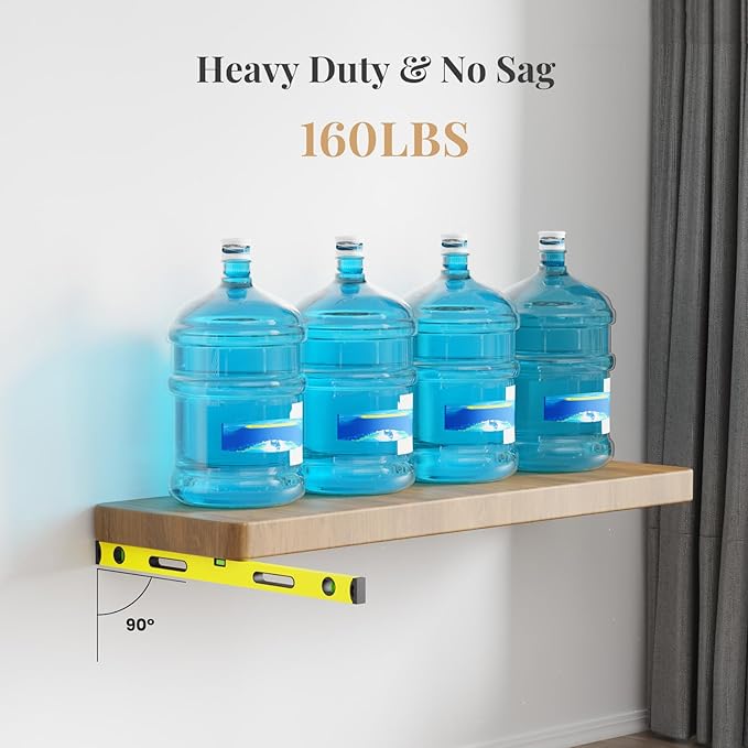 4pcs Floating Shelf Bracket Heavy Duty Shelving Mounting Brackets Hidden Floating Shelf Hardware,Black Metal Shelf Support Bracket (8 inch --4pcs--Without Tools)