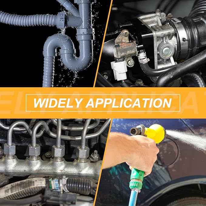 HARFINGTON 12 Pcs Hose Clamp 2-5/16"-3-1/4" (59-82mm) 304 Stainless Steel Adjustable Worm Gear Hose Clamp Assortment Kit for Fuel Line Pipe Plumbing Automotive Tube Mechanical