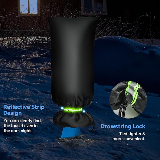 MIXC Outdoor Faucet Covers for Winter Freeze Protection, 15" x 35" Hose Bib Covers for Winter, Reusable Thicker Waterproof Insulated Spigot Cover