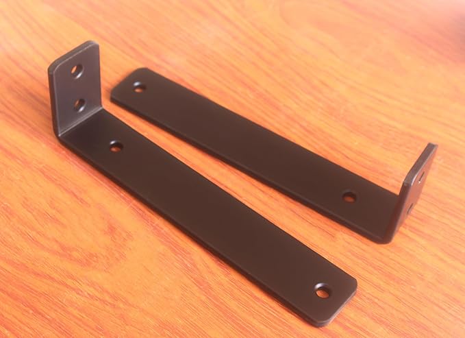 6 Pack - L 8" x H 2" x W1.5, 5mm Thick Black L Shelf Bracket, Iron Shelf Brackets, Metal Shelf Brackets, Floating Shelf, Shelf Supports with Screws