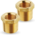 MAACFLOW brass 1/2" Male NPT to 3/8" Female NPT Adapter Reducer Hex Bushing (Thread OD 0.81" - ID 0.58") (pack of 2)