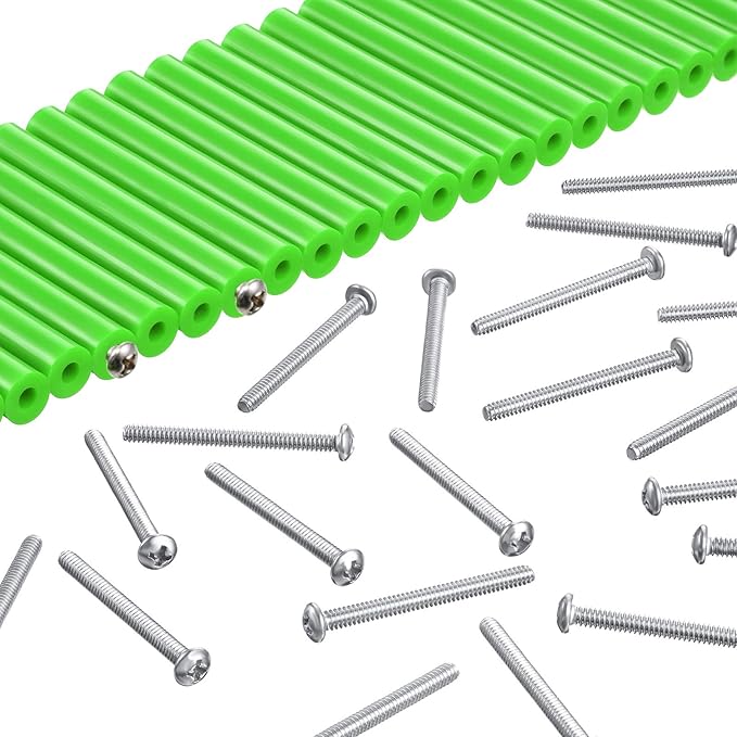 48 Pieces Electrical Outlet Spacers Extender Kit Includes 24 pcs 3 Inch Switch and 24 1-1/2 Inch 6-32 Thread Flat Head Device Mounting Extra Long Electrical Outlet Screws(Fluorescent Green)