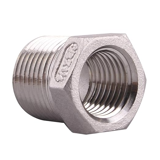 Stainless Steel Reducer Hex Flush Bushing, 3/8" NPT Male 1/4" NPT Female,Reducing Adapter Cast Pipe Fitting (pack of 2)