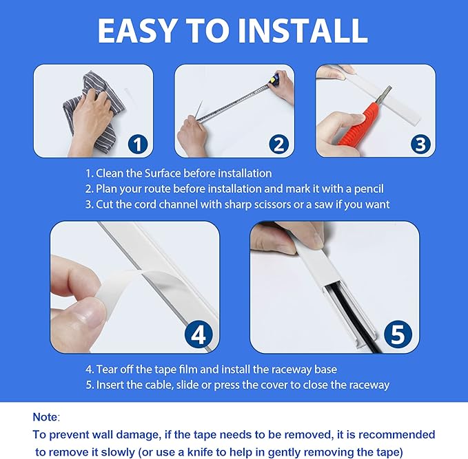 ZhiYo Mini Cord Hider - 170in PVC Self-Adhesive Cord Cover for TV, Extension Cord & USB Wires - Beige Wall Cable Hider for Wall Mounted TV - Seamless Connection